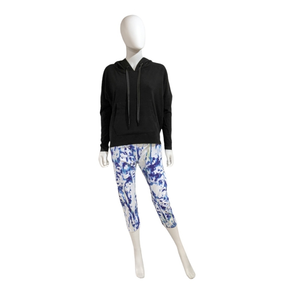 Tahari Hoodie Sweater Dolman Sleeve Black Small